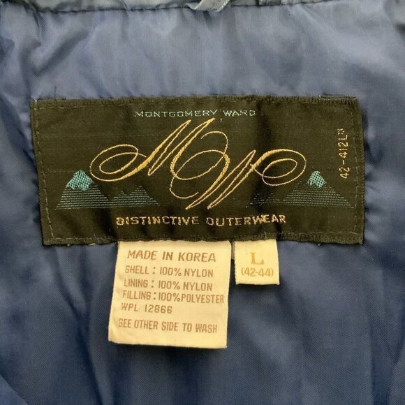 Montgomery Ward Ski Vest Mens Large Navy Blue Cream Corduroy Layer Vtg 70s - Picture 3 of 7